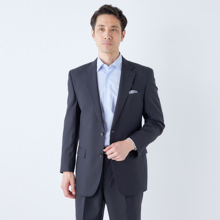 ドナートヴィンチ 【Donato Vinci Italy】【春夏】スペアパンツ付き/ 2釦シングルスーツ 1タック/ネイビー×シャドーストライプ/ULTRA LIGHT SPEC※裾直し必要 紺中間