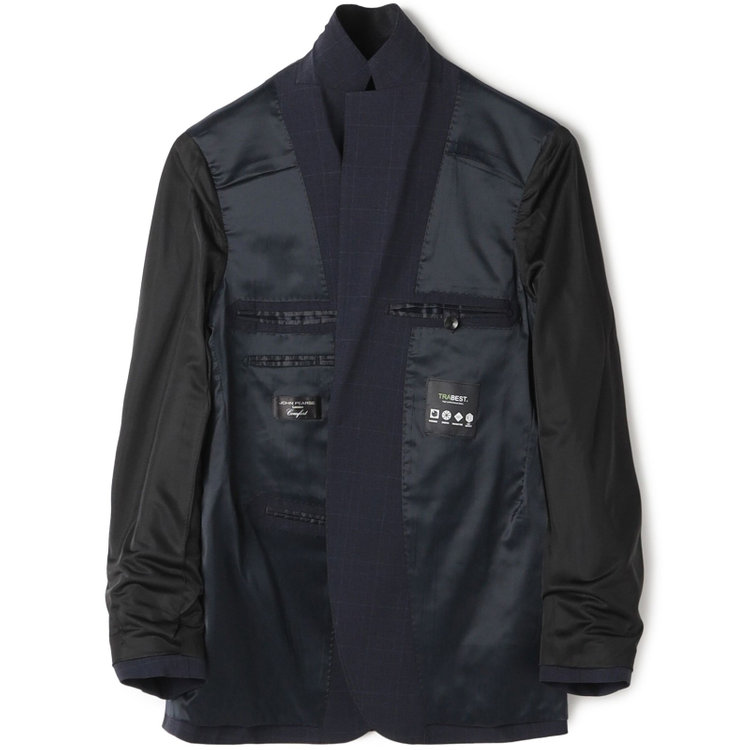 KONAKA　アウトレット 【WEB限定/OUTLET/汚れ・キズ等有】【JOHN PEARSE comfort】【春夏】2釦シングルスーツ ショートタック/ネイビー×チェック/ULTRA MOVE/TRABEST/ウエストシャーリング仕様/ウォッシャブル/ストレッチ/※裾上げ必要 紺中間