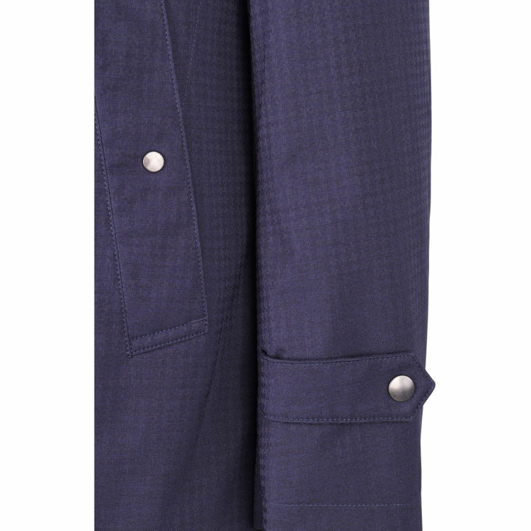 ＪＰ コンフォート 【JOHN PEARSE comfort/MIZUNO】シャツステンカラーコート/ネイビー×ハウンドトゥース/発熱 BREATH THERMO/動きやすさ Dynamotion Fit ネイビー系(紺)