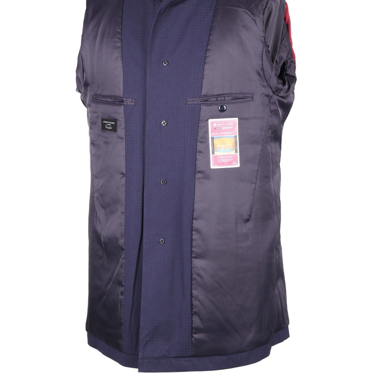 ＪＰ コンフォート 【JOHN PEARSE comfort/MIZUNO】シャツステンカラーコート/ネイビー×ハウンドトゥース/発熱 BREATH THERMO/動きやすさ Dynamotion Fit ネイビー系(紺)