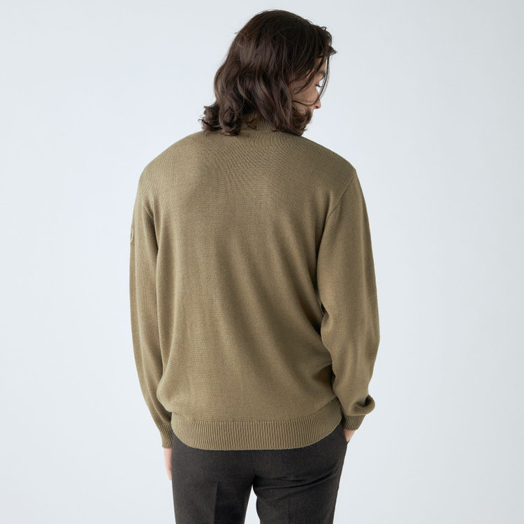 スタンリーブラッカ 【stanley blacker new york】【秋冬】モックネックニット/カーキ 黄淡色