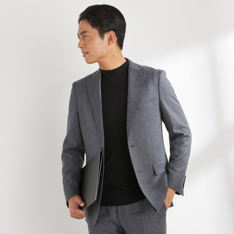 【THE 神 SUIT】【JOHN PEARSE comfort】【秋冬】2釦シングルスーツ ショートタック/グレー/ウエストムーブ/REDA ACTIVE/NEW ZEALAND MERINO/SHOWER CLEAN/※裾上げ必要
