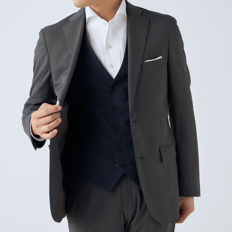 ＪＰ コンフォート 【ULTRA MOVE CROSS】【JOHN PEARSE comfort】【年間】2釦シングルジャケット/グレー×ハウンドトゥース グレー中間