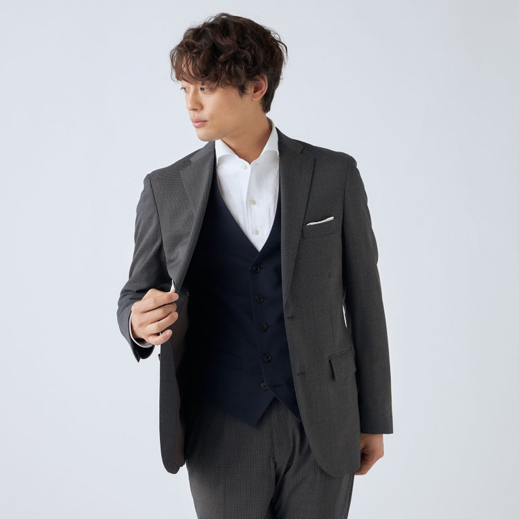 ＪＰ コンフォート 【ULTRA MOVE CROSS】【JOHN PEARSE comfort】【年間】2釦シングルジャケット/グレー×ハウンドトゥース グレー中間