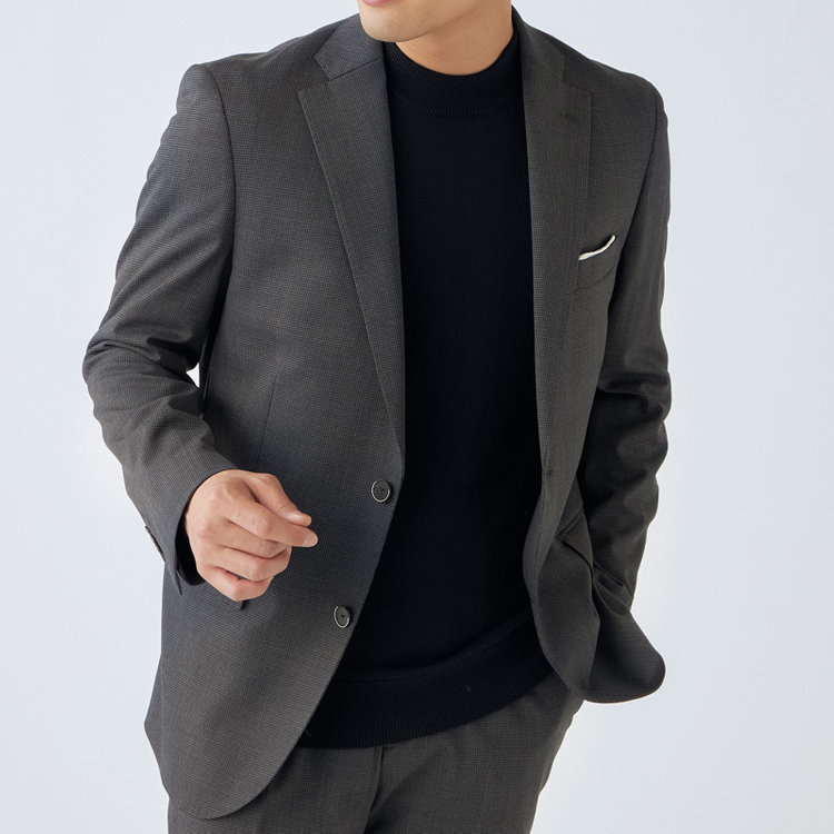 ＪＰ コンフォート 【ULTRA MOVE CROSS】【JOHN PEARSE comfort】【年間】2釦シングルジャケット/グレー×ハウンドトゥース グレー中間