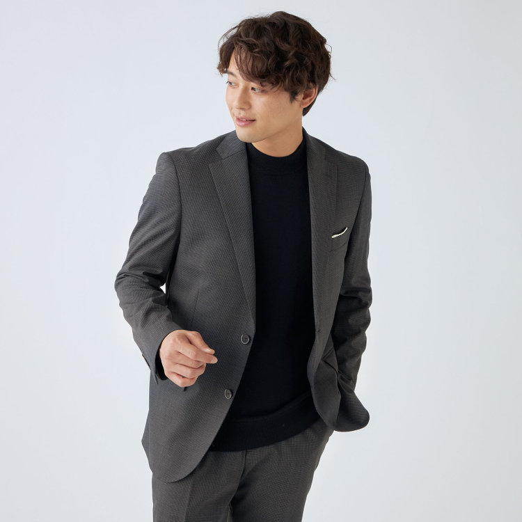 ＪＰ コンフォート 【ULTRA MOVE CROSS】【JOHN PEARSE comfort】【年間】2釦シングルジャケット/グレー×ハウンドトゥース グレー中間