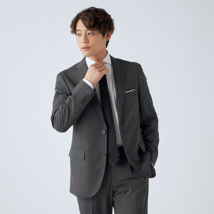 ＪＰ コンフォート 【ULTRA MOVE CROSS】【JOHN PEARSE comfort】【年間】2釦シングルジャケット/グレー×ハウンドトゥース グレー中間