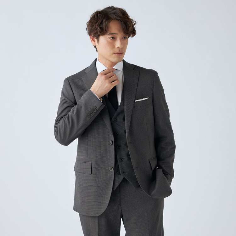 ＪＰ コンフォート 【ULTRA MOVE CROSS】【JOHN PEARSE comfort】【年間】2釦シングルジャケット/グレー×ハウンドトゥース グレー中間