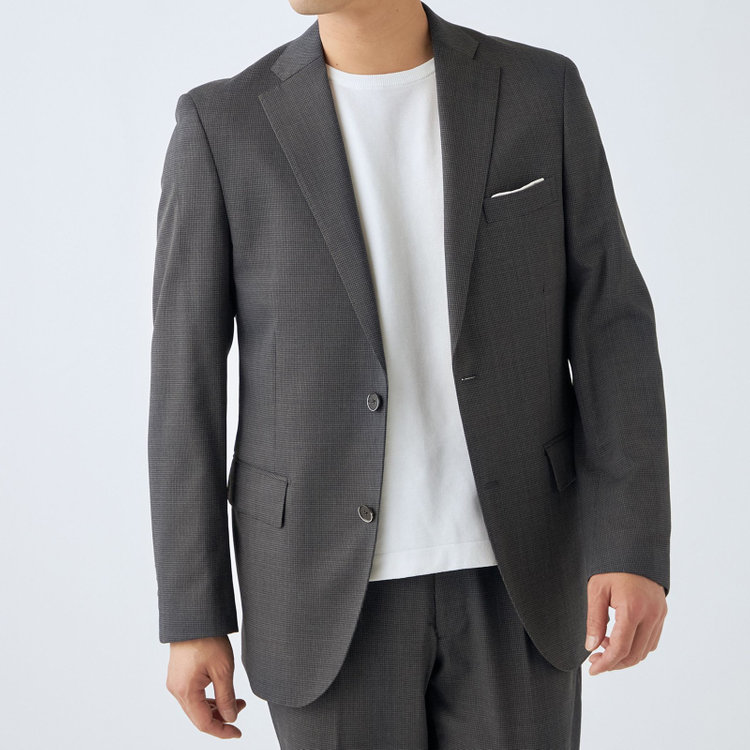 ＪＰ コンフォート 【ULTRA MOVE CROSS】【JOHN PEARSE comfort】【年間】2釦シングルジャケット/グレー×ハウンドトゥース グレー中間
