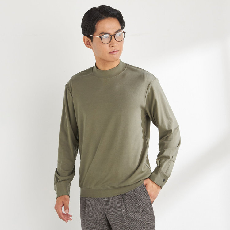 stanley blacker】【長袖】胸刺繍Vネックニットセーター/グリーン