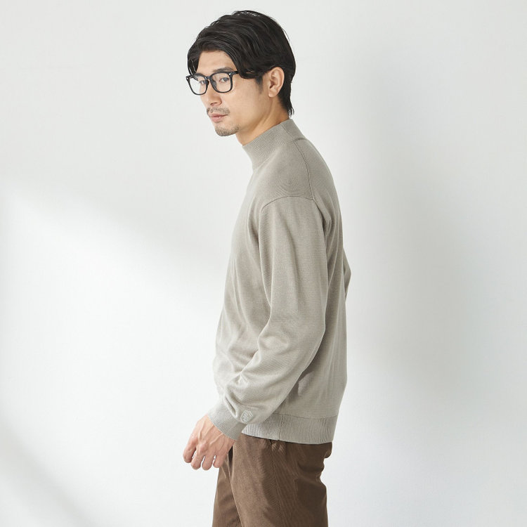 スタンリーブラッカ 【stanley blacker new york】【長袖】モックネックニット/グレージュ グレー淡色