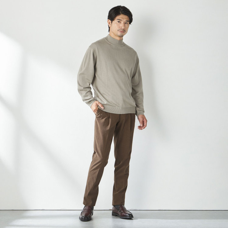 スタンリーブラッカ 【stanley blacker new york】【長袖】モックネックニット/グレージュ グレー淡色