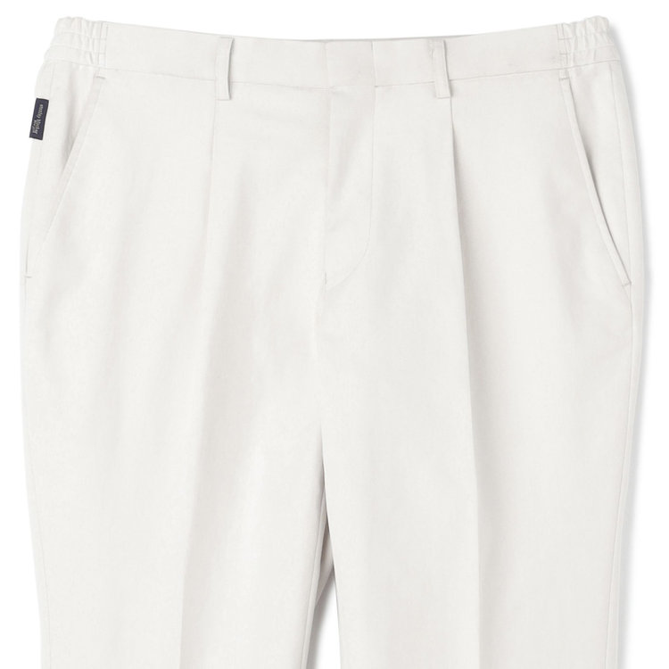 スタンリーブラッカ 【stanley blacker new york】【春夏】1タックストレッチパンツ/ホワイト/ウエストシャーリング仕様/※裾上げ必要 オフホワイト