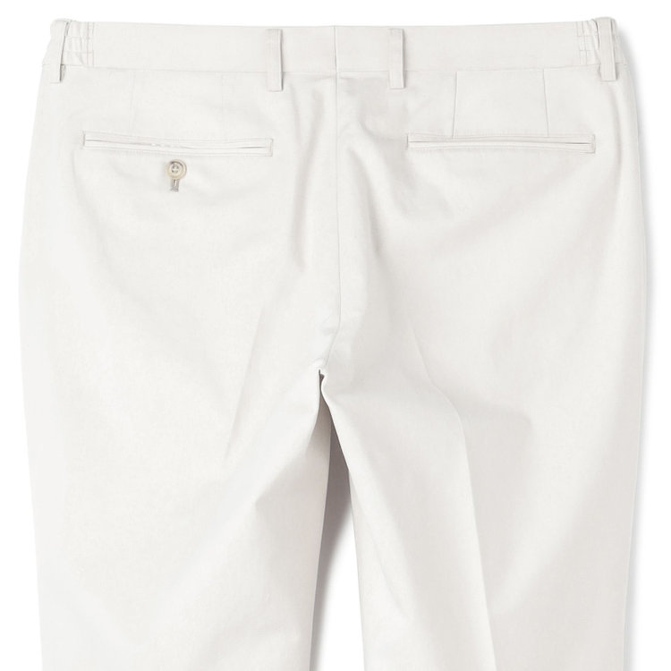 スタンリーブラッカ 【stanley blacker new york】【春夏】1タックストレッチパンツ/ホワイト/ウエストシャーリング仕様/※裾上げ必要 オフホワイト