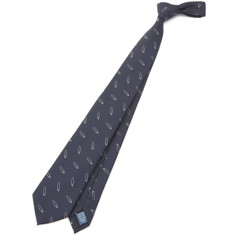 ジョンピアース 【JOHN PEARSE White】シルクポリエステル小紋柄ネクタイ8.0cm幅/ネイビー その他