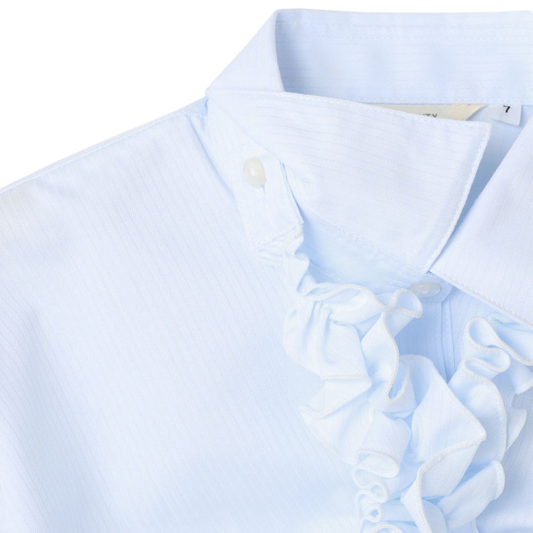 ナチュラル　ビューティー 【NATURAL BEAUTY】ギャザー＆フリル取り外しブラウス/ブルー×ドビーツイル 青淡色