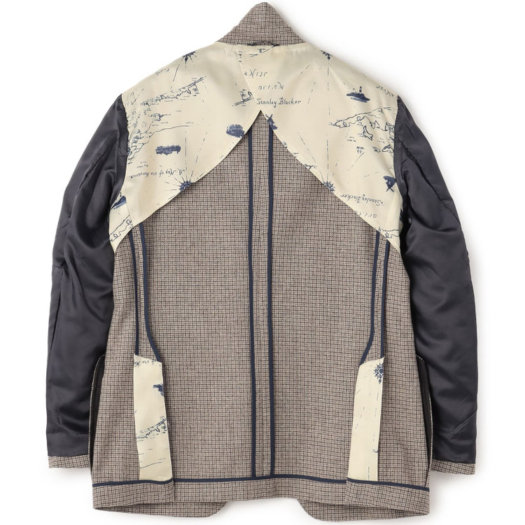 スタンリーブラッカ 【stanley blacker new york】【秋冬】2釦シングルガンクラブチェックジャケット/ベージュ 茶淡色