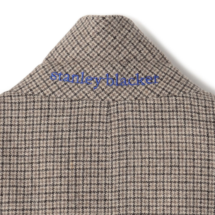 スタンリーブラッカ 【stanley blacker new york】【秋冬】2釦シングルガンクラブチェックジャケット/ベージュ 茶淡色
