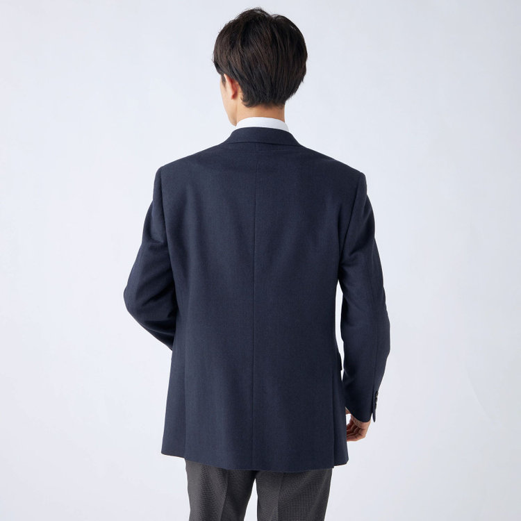 ドナートヴィンチ 【Donato Vinci Italy】【秋冬】カシミヤブレンド2釦シングルジャケット/ネイビー×ヘリンボーン/本水牛釦 紺濃色