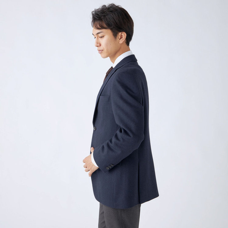 ドナートヴィンチ 【Donato Vinci Italy】【秋冬】カシミヤブレンド2釦シングルジャケット/ネイビー×ヘリンボーン/本水牛釦 紺濃色