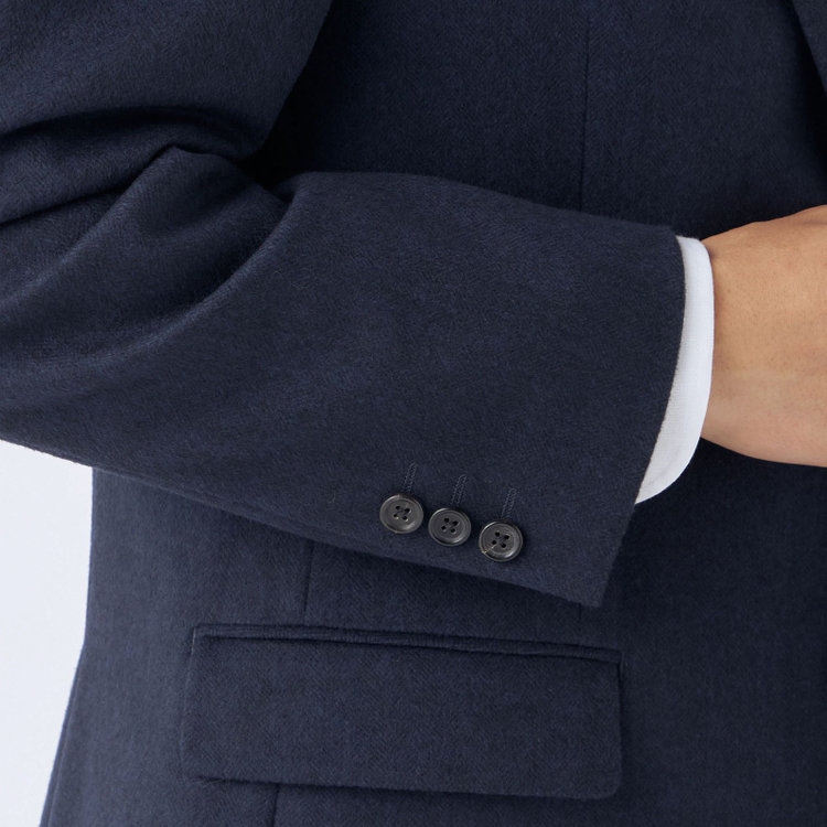 ドナートヴィンチ 【Donato Vinci Italy】【秋冬】カシミヤブレンド2釦シングルジャケット/ネイビー×ヘリンボーン/本水牛釦 紺濃色