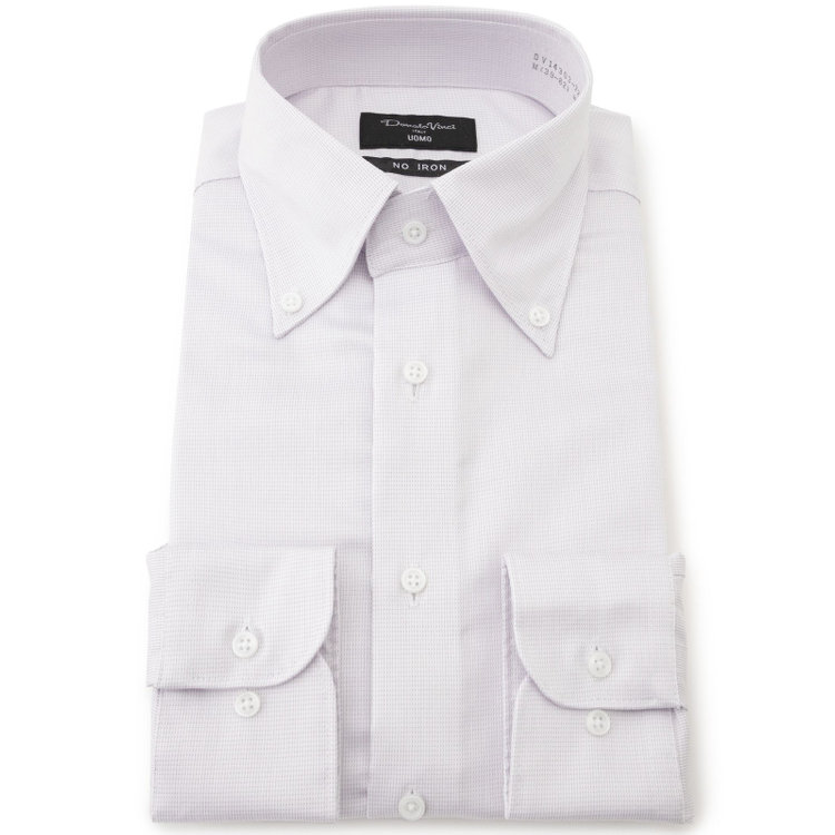 ドナートヴィンチウォモ 【Donato Vinci Italy Uomo】【スタイリッシュ】ボタンダウンワイシャツ/グレー×ドビー/「ULTRA MOVE COTTON」ノーアイロン・ストレッチ・コットン100% グレー中間