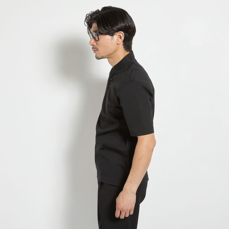カンサイマン 【KANSAIMAN Collection】【半袖】ノーカラーポロシャツ/ブラック 黒