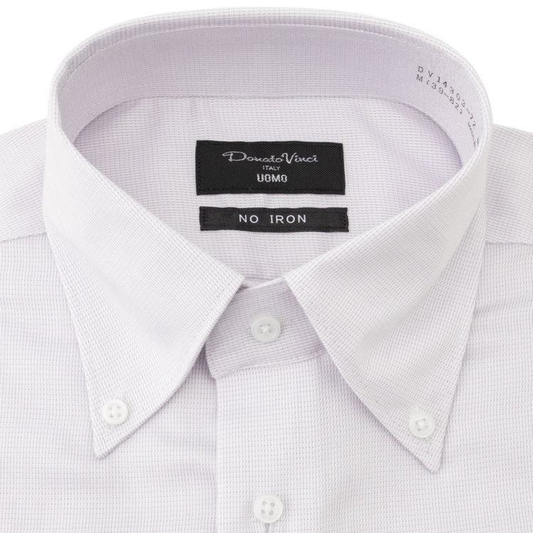 ドナートヴィンチウォモ 【Donato Vinci Italy Uomo】【スタイリッシュ】ボタンダウンワイシャツ/グレー×ドビー/「ULTRA MOVE COTTON」ノーアイロン・ストレッチ・コットン100% グレー中間