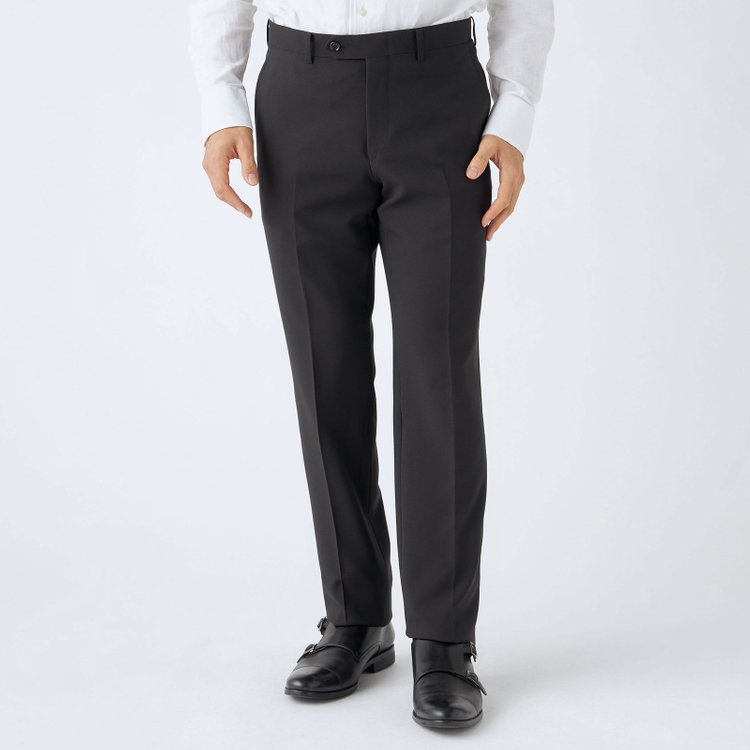 ハイスペックモーション 【HIGH SPEC MOTION】【年間】2釦シングルスーツ 0タック/ブラック/ウォシャブル/※裾上げ必要 黒