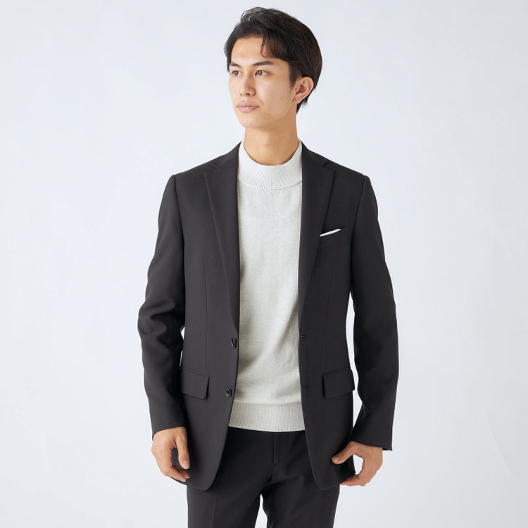 ハイスペックモーション 【HIGH SPEC MOTION】【年間】2釦シングルスーツ 0タック/ブラック/ウォシャブル/※裾上げ必要 黒