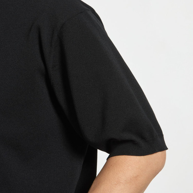 ジョンピアース 【JOHN PEARSE comfort navy】【半袖】ニットポロ/ブラック 黒