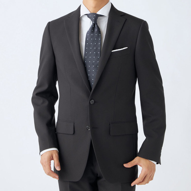 ハイスペックモーション 【HIGH SPEC MOTION】【年間】2釦シングルスーツ 0タック/ブラック/ウォシャブル/※裾上げ必要 黒