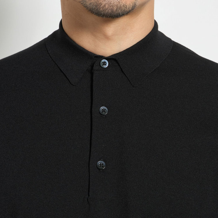 ジョンピアース 【JOHN PEARSE comfort navy】【半袖】ニットポロ/ブラック 黒
