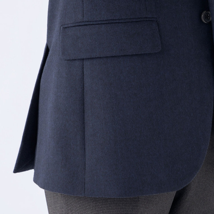 ドナートヴィンチ 【Donato Vinci Italy】【秋冬】カシミヤブレンド2釦シングルジャケット/ネイビー×ヘリンボーン/本水牛釦 紺濃色