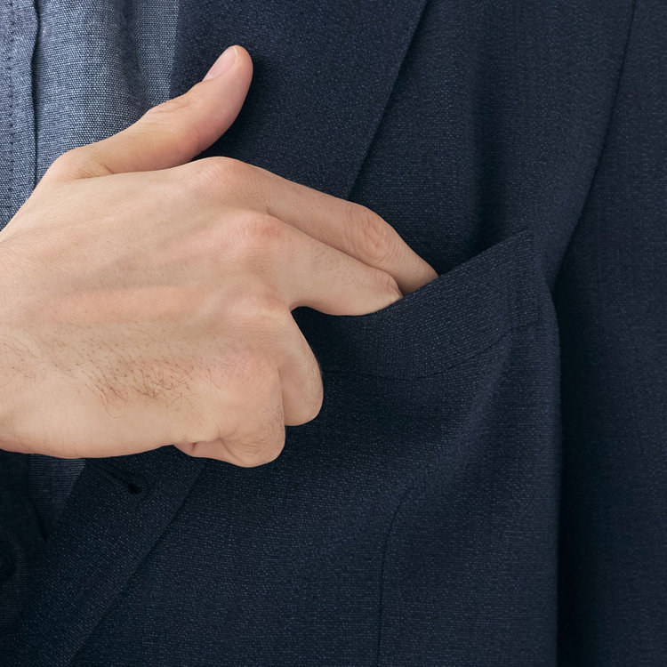 スタンリーブラッカ 【stanley blacker new york】【春夏】2釦シングルジャケット/ネイビー/ストレッチ＆サッカー 紺濃色