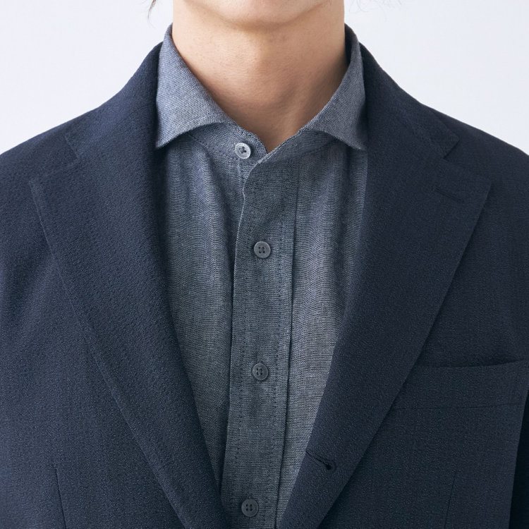 スタンリーブラッカ 【stanley blacker new york】【春夏】2釦シングルジャケット/ネイビー/ストレッチ＆サッカー 紺濃色