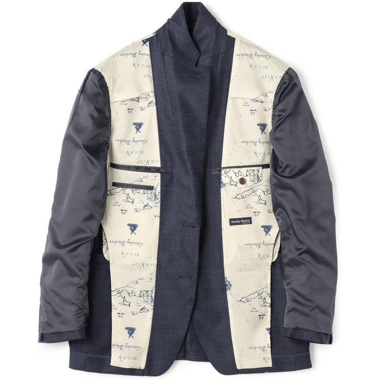 スタンリーブラッカ 【stanley blacker new york】【秋冬】2釦シングルデニムルックセットアップジャケット/ネイビー 紺濃色