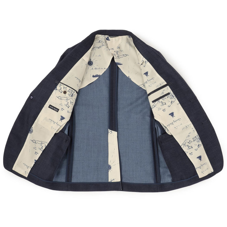 スタンリーブラッカ 【stanley blacker new york】【秋冬】2釦シングルデニムルックセットアップジャケット/ネイビー 紺濃色