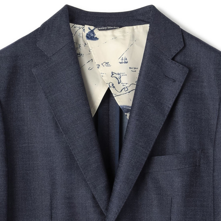 スタンリーブラッカ 【stanley blacker new york】【秋冬】2釦シングルデニムルックセットアップジャケット/ネイビー 紺濃色