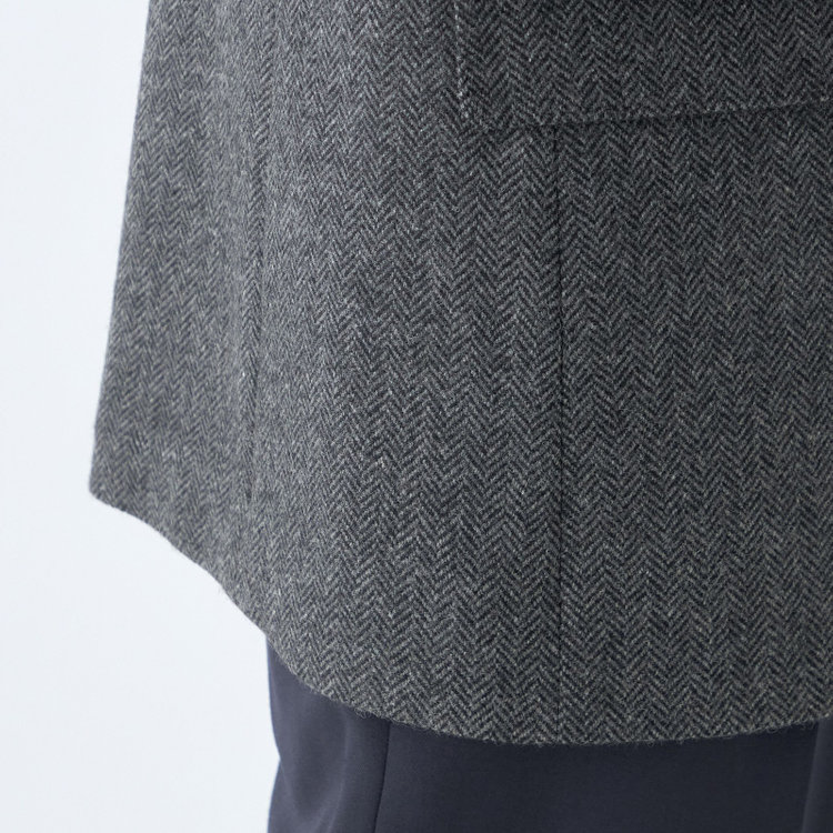 ジョンピアースブラック 【JOHN PEARSE BLACK】【秋冬】ウールブレンド2釦シングルジャケット/グレー×ヘリンボーン/RE:NEWOOL グレー中間