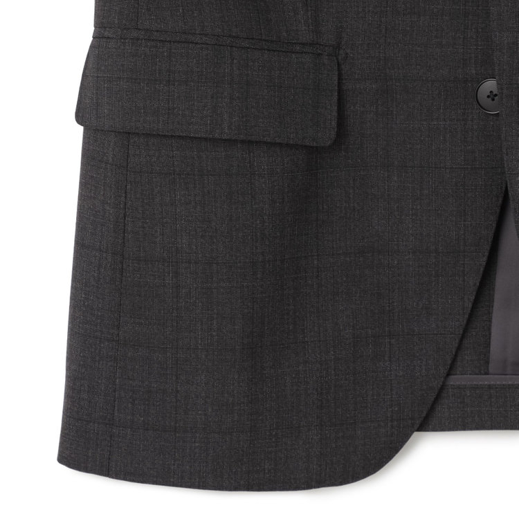 ＪＰセレクトライン 【JOHN PEARSE Black SELECT LINE】【春夏】スペアパンツ付き/2釦シングルスーツ/グレー×ウィンドペン/SHOWER CLEAN/※裾上げ必要 グレー濃色