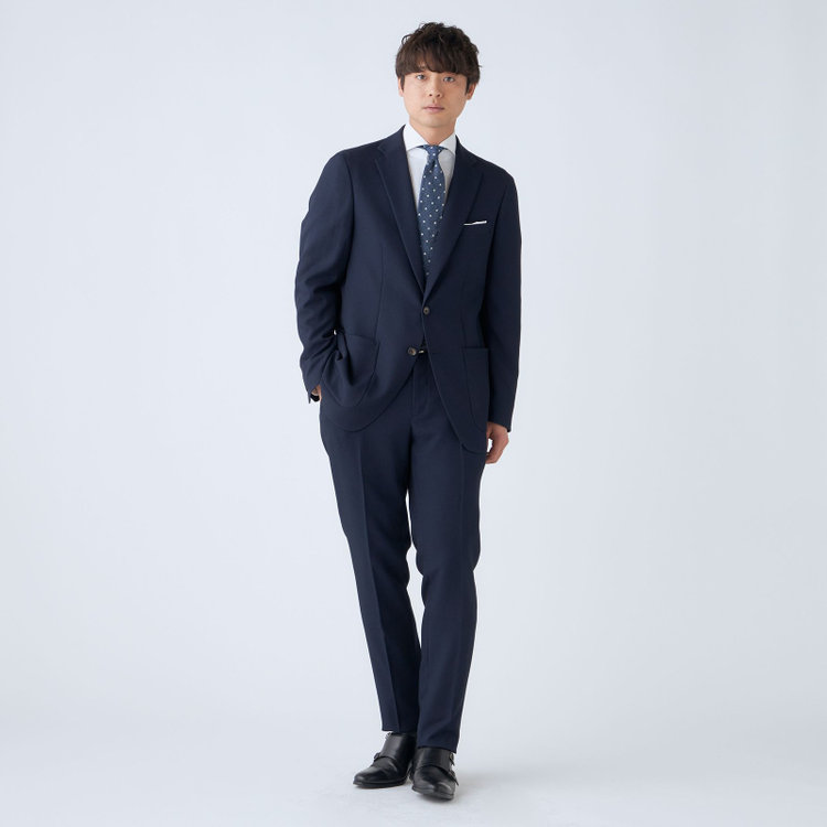 ハイスペックモーション 【HIGH SPEC MOTION】【春夏】0タックパンツ/ネイビー/ウエストシャーリング仕様/※裾上げ必要 紺濃色