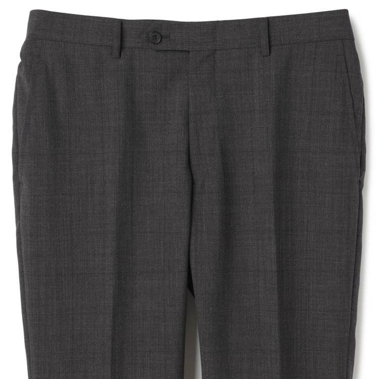 ＪＰセレクトライン 【JOHN PEARSE Black SELECT LINE】【春夏】スペアパンツ付き/2釦シングルスーツ/グレー×ウィンドペン/SHOWER CLEAN/※裾上げ必要 グレー濃色