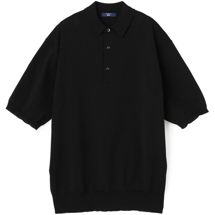 ジョンピアース 【JOHN PEARSE comfort navy】【半袖】ニットポロ/ブラック 黒