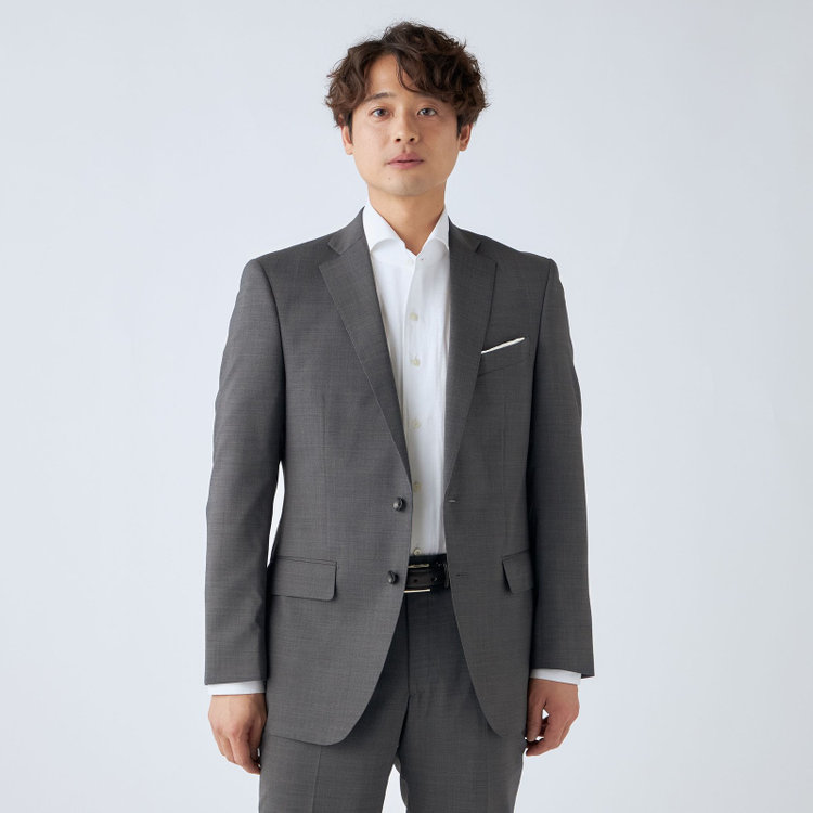 ＪＰセレクトライン 【JOHN PEARSE Black SELECT LINE】【春夏】2釦シングルスーツ/グレー×ストライプ/SHOWER CLEAN グレー中間