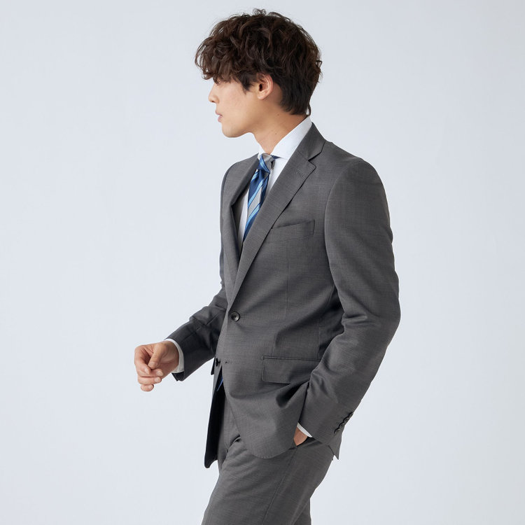 ＪＰセレクトライン 【JOHN PEARSE Black SELECT LINE】【春夏】2釦シングルスーツ/グレー×ストライプ/SHOWER CLEAN グレー中間