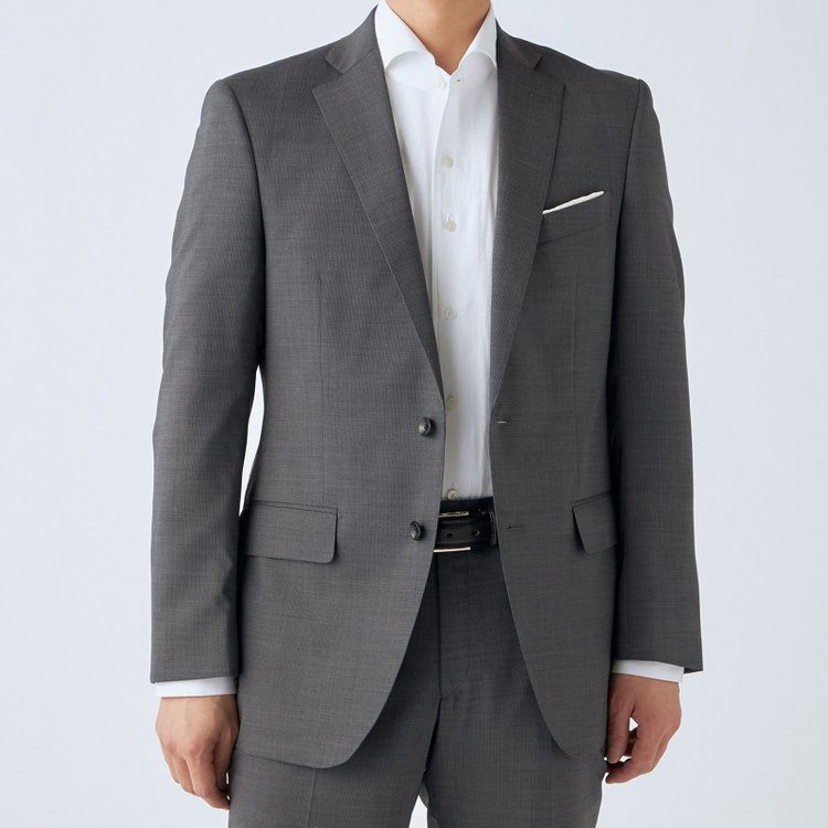 ＪＰセレクトライン 【JOHN PEARSE Black SELECT LINE】【春夏】2釦シングルスーツ/グレー×ストライプ/SHOWER CLEAN グレー中間