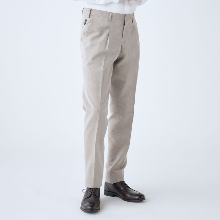 スタンリーブラッカ 【stanley blacker new york】【春夏】1タックスラックス/ベージュ/ウエストムーブ仕様/※裾上げ必要 茶淡色