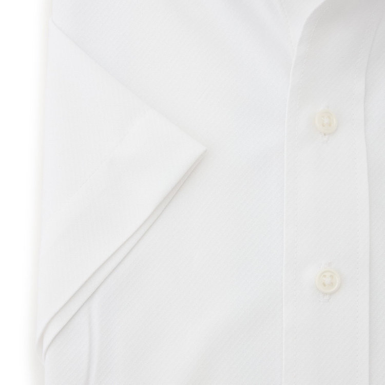 ドナートヴィンチウォモ 【FREEZETECH 氷撃：酷暑対策シャツ】【半袖】【Donato Vinci Italy Uomo】【STYLISH】【ノーアイロン】ワイドカラードレスワイシャツ/ホワイト×ドビー/襟裏別布/ULTRA MOVE/ニット素材 白