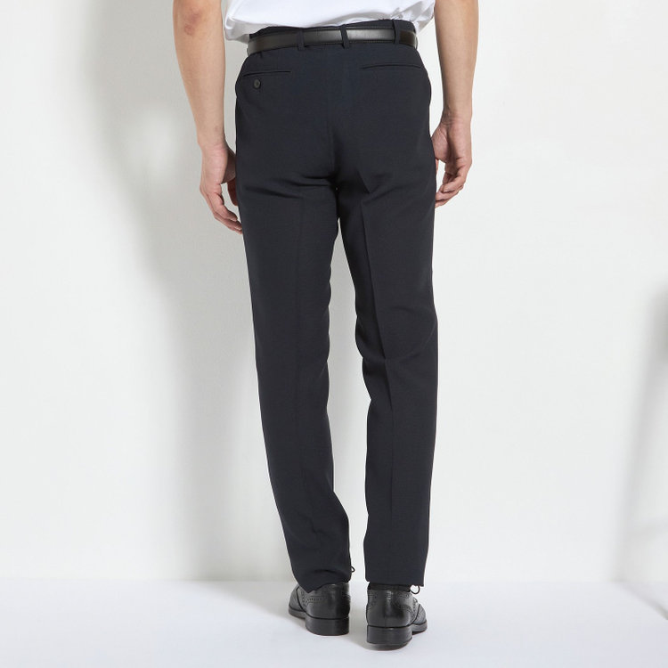 ＪＰコンフォート ネイビー 【JOHN PEARSE comfort navy】【春夏】1タックパンツ/ネイビー×ドットエアー＆カラミ織り/ウエストムーブ仕様/※裾上げ必要 紺中間